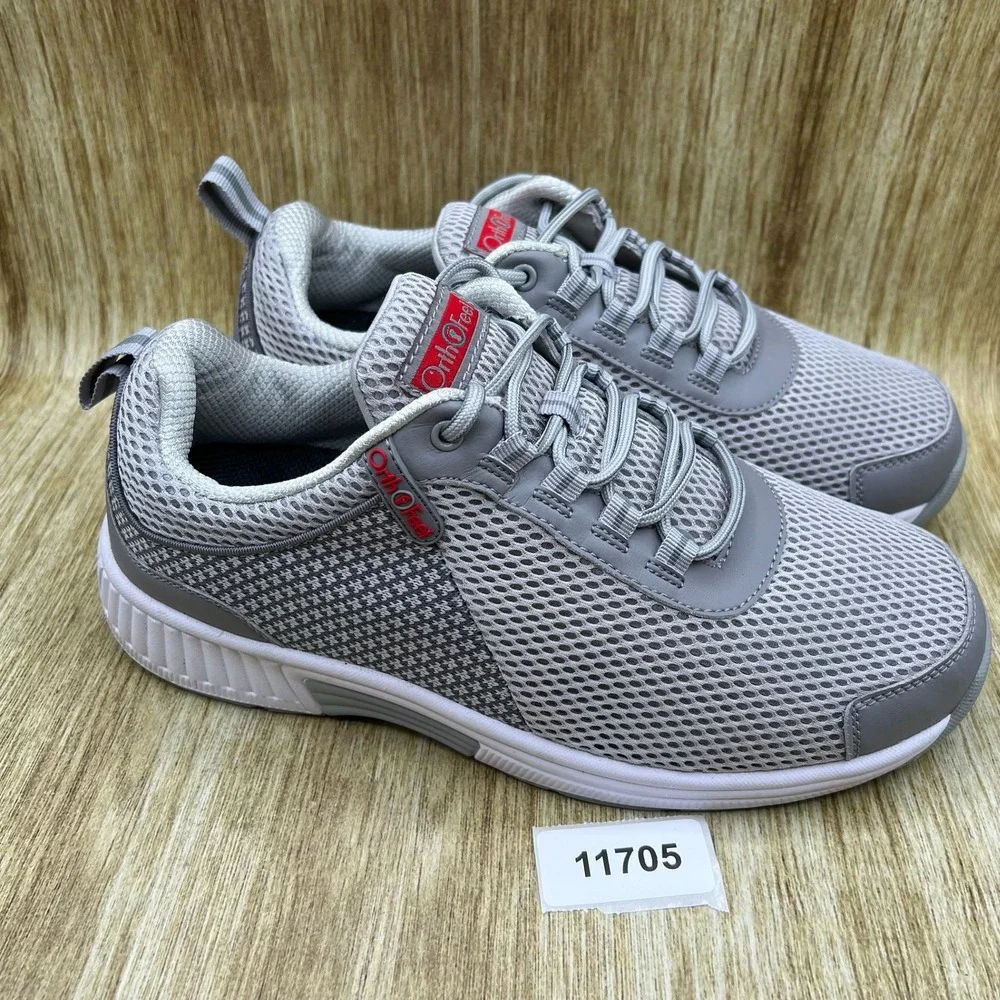 Orthofeet Edgewater 618 Sneakers Men's Size 9.5 4E X-Wide Grey Mesh Orthopedic
